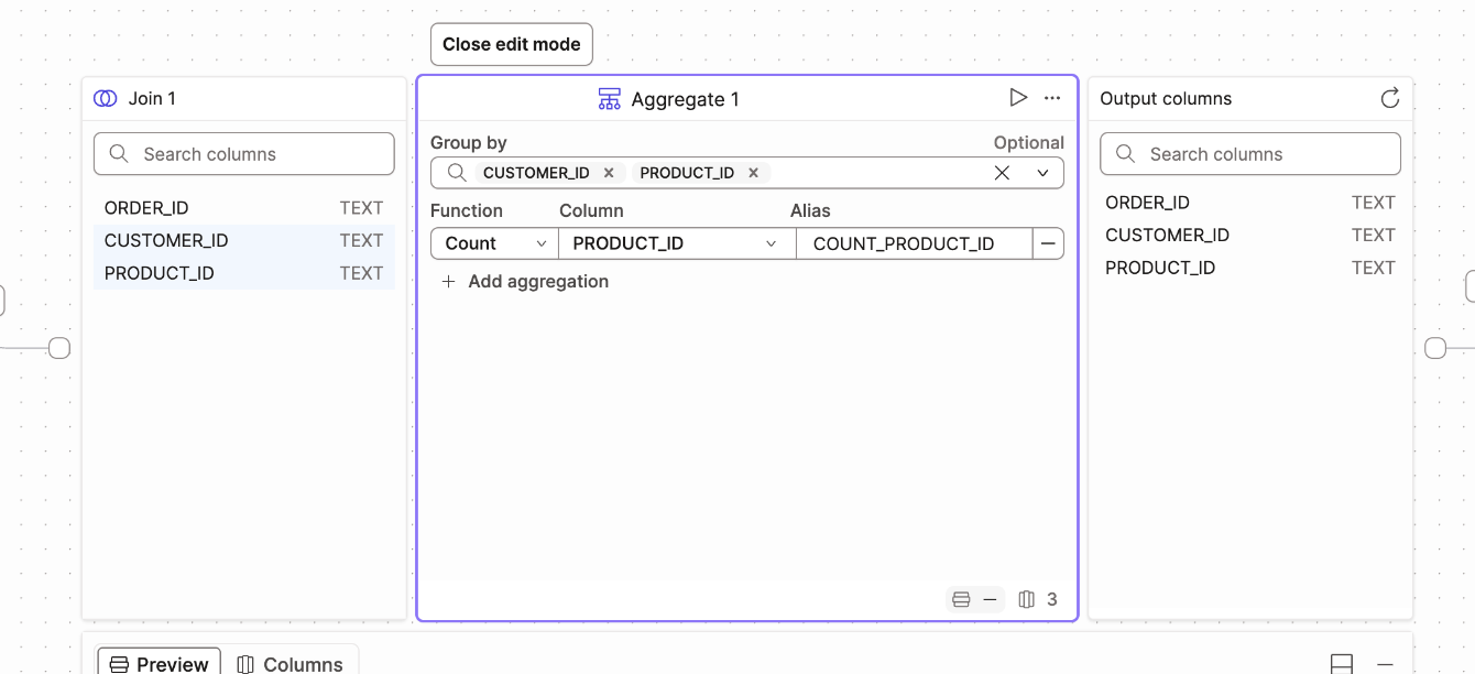 The configured aggregation operator tile.